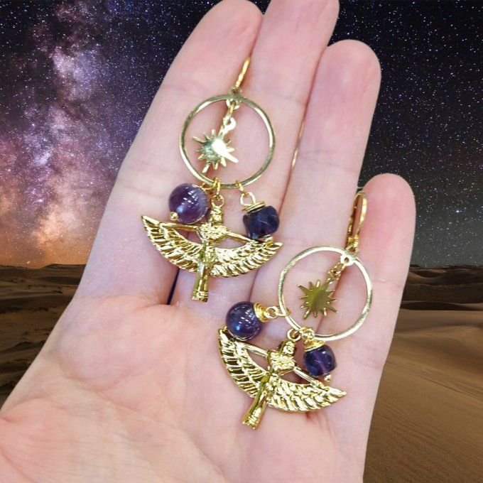 Boucles d'oreilles Etoiles d'Isis Améthyste