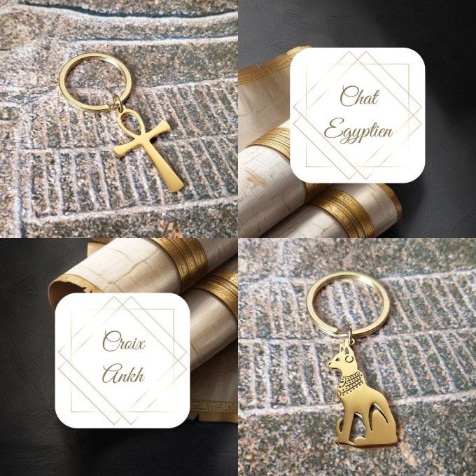 Porte Clef Ankh ou chat egyptien