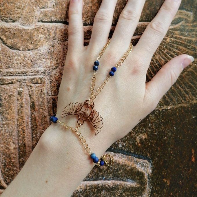 Bracelet de main Scarabée Lapis-lazuli